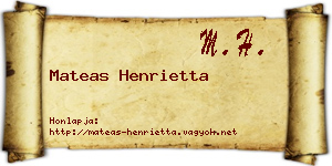 Mateas Henrietta névjegykártya